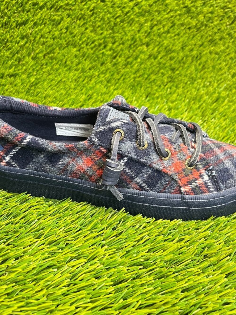 Sperry Crest Vibe Plaid Womens Size 5 Blue Orange Casual Walking Shoes Sneakers